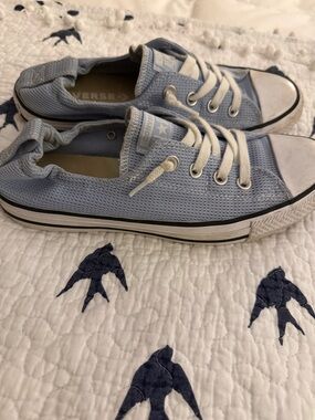 Converse All Star 9  Low Top Lace-Up Sneakers in Pale Blue and White